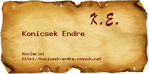 Konicsek Endre névjegykártya